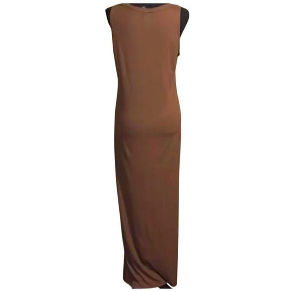 32 Degrees Heat Ribbed Maxi Dress Brown Sleeveless - Picture 3 of 4